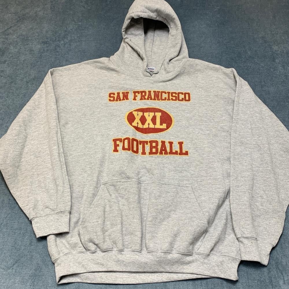 VTG San Francisco 49ers Hoodie Mens 2XL Gray Cotton Gildan Outdoor Fleece